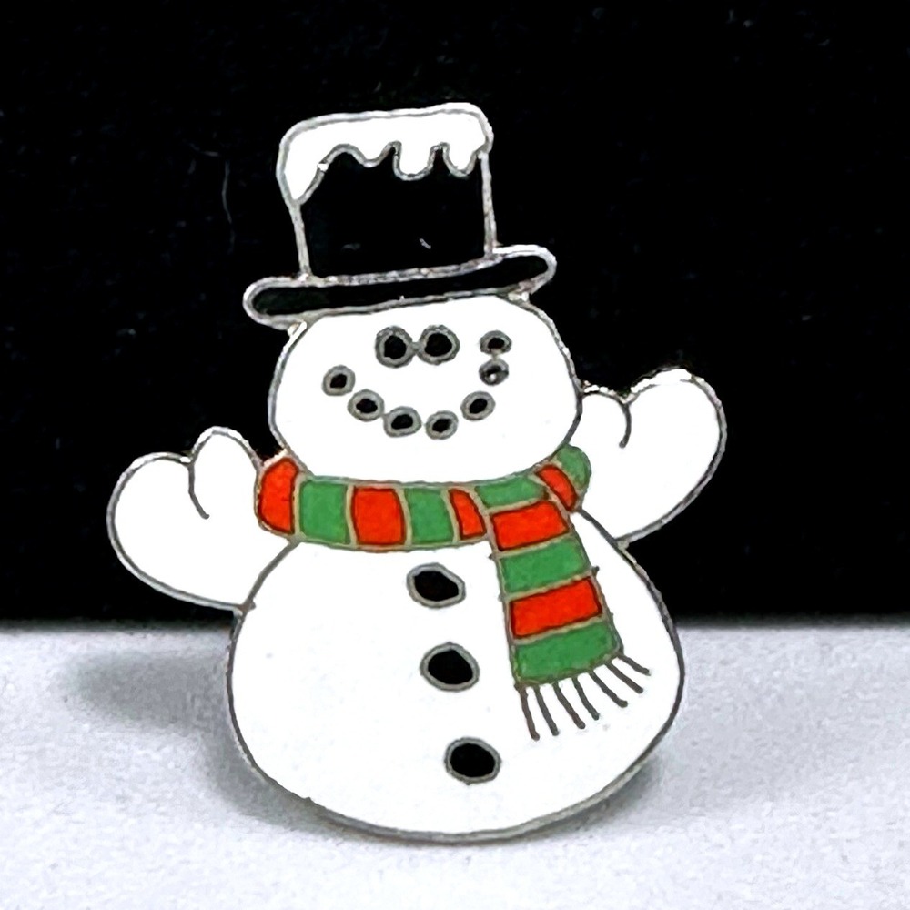 Ganz Snowman Enamel Pin Brooch Holiday Christmas Scarf Hat Lapel